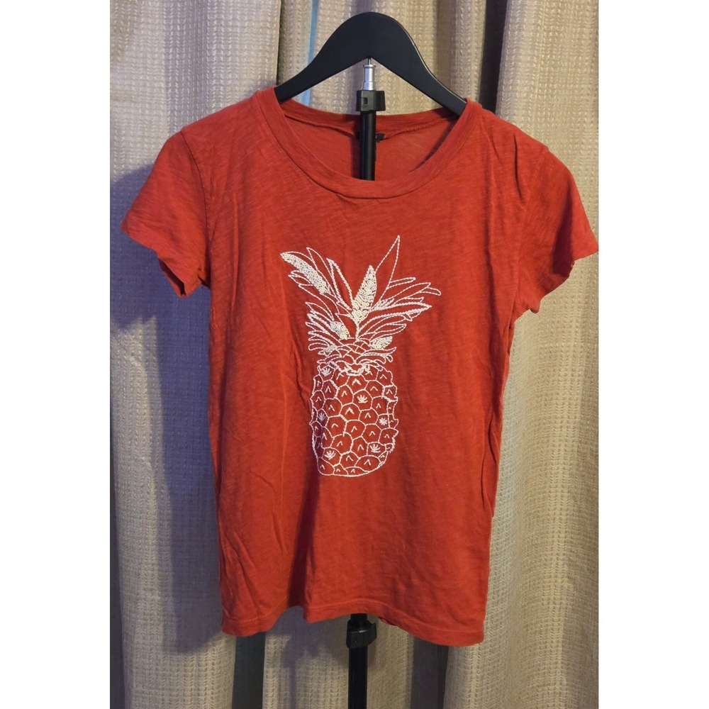 J.Crew Collector Tee Embroidered Sequined Pineapple T-Shirt‎ Women's Size Small